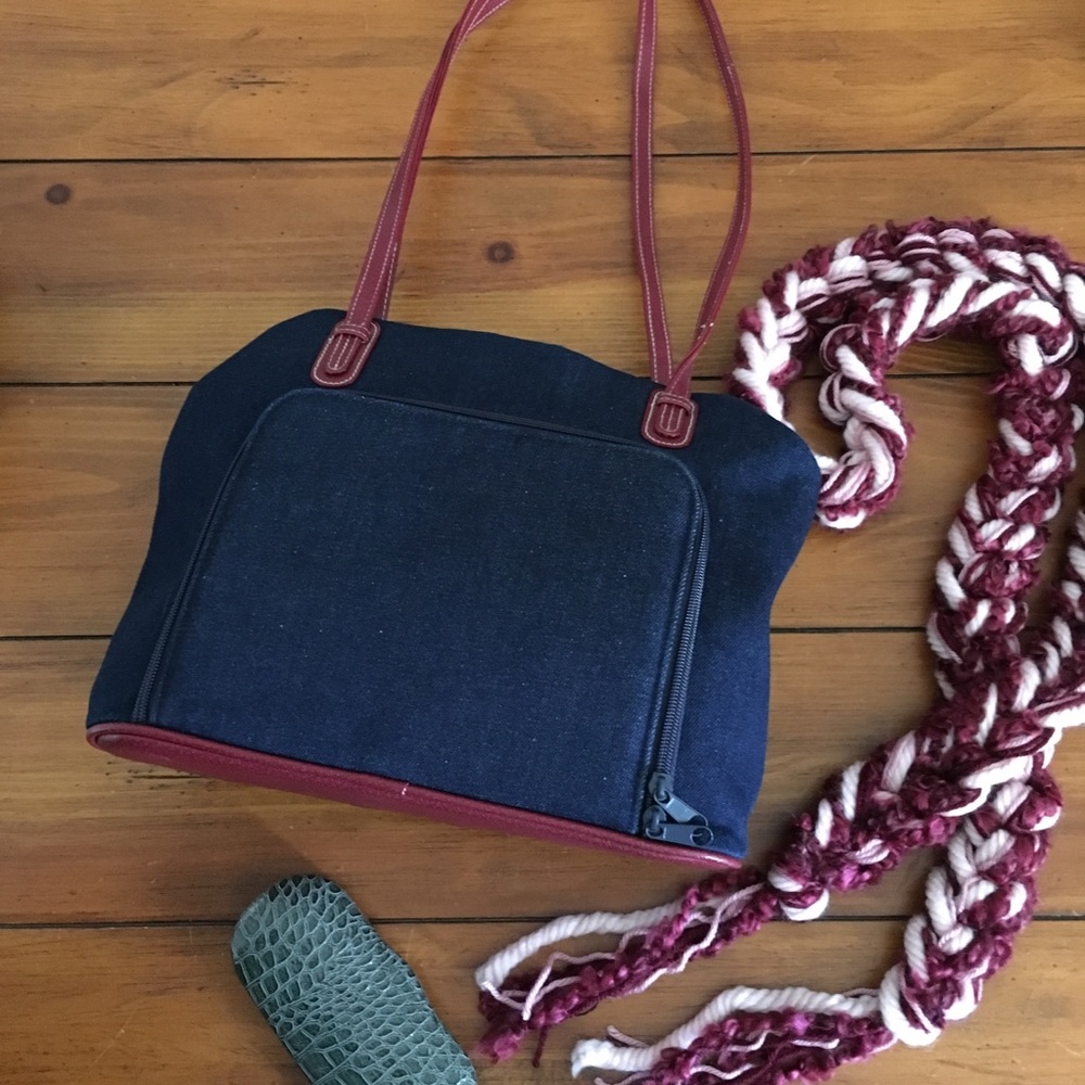 🔴 Blue Denim with Red Handles Bag - Picture 2 of 7